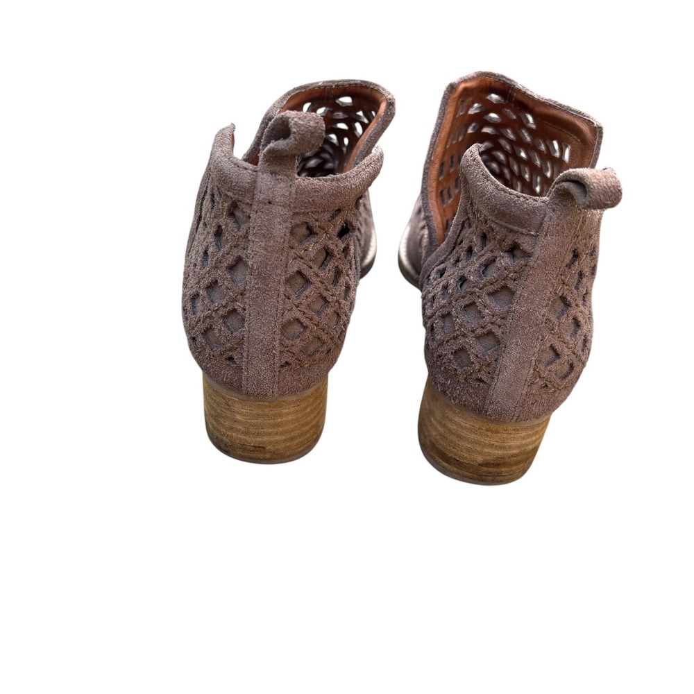 Jeffrey Campbell Womens 7 Cienega Ankle Bootie Taupe Suede Lattice Boho Festival - Picture 6 of 9